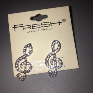 Rhinestone treble clef earrings